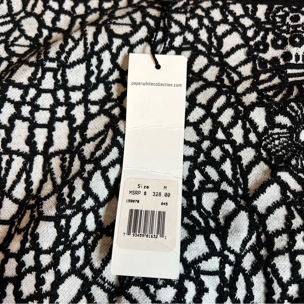 328$ NWT Paperwhite Black and White Knit Dress Women’s Sz M Long Sleeve Stretch - Picture 8 of 11